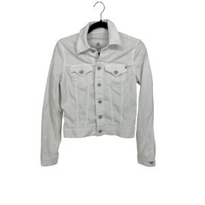 AG Adriano Goldschmied Jean Jacket Womens Sz Small White Long Sleeve Stretch